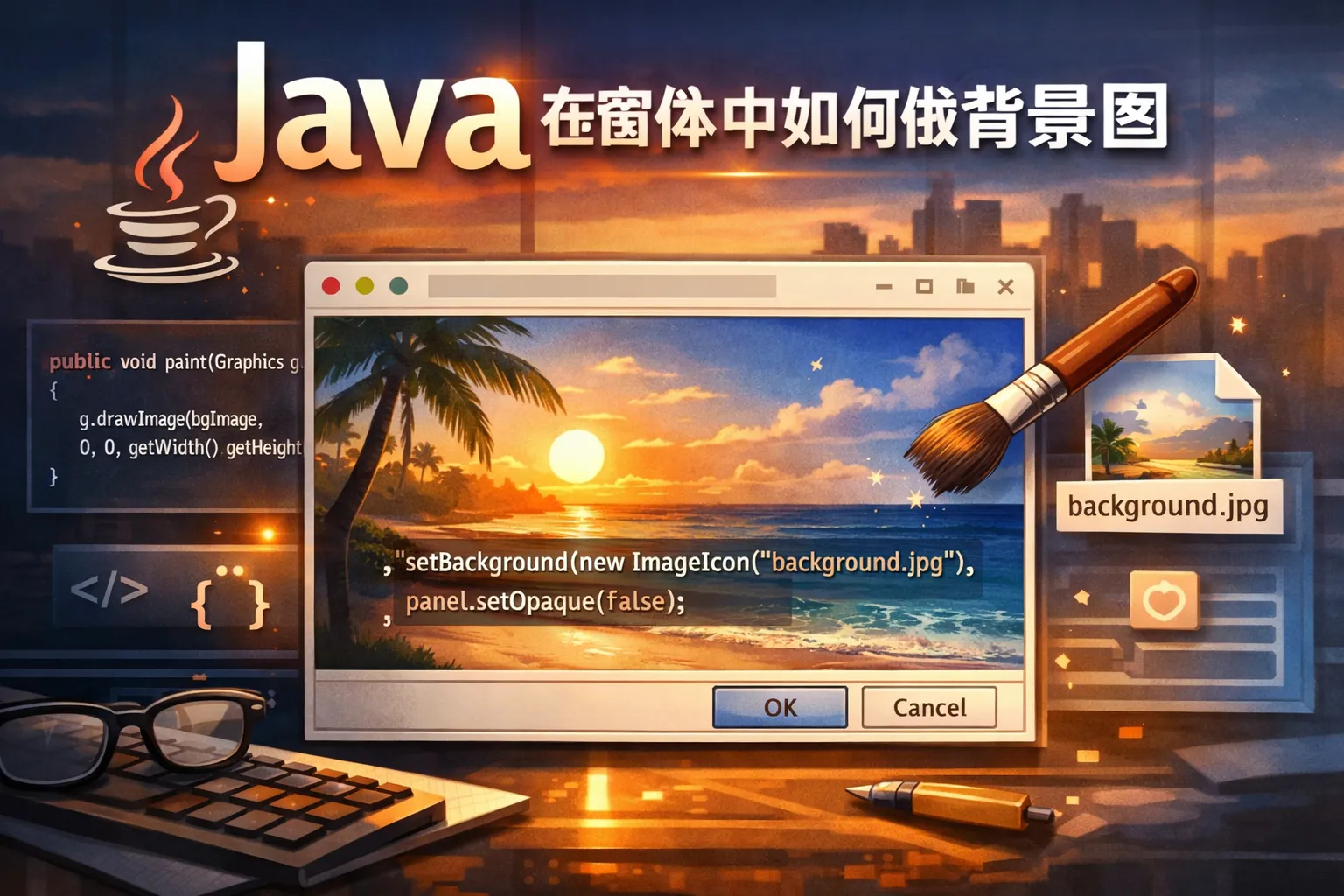 java在窗体中如何做背景图