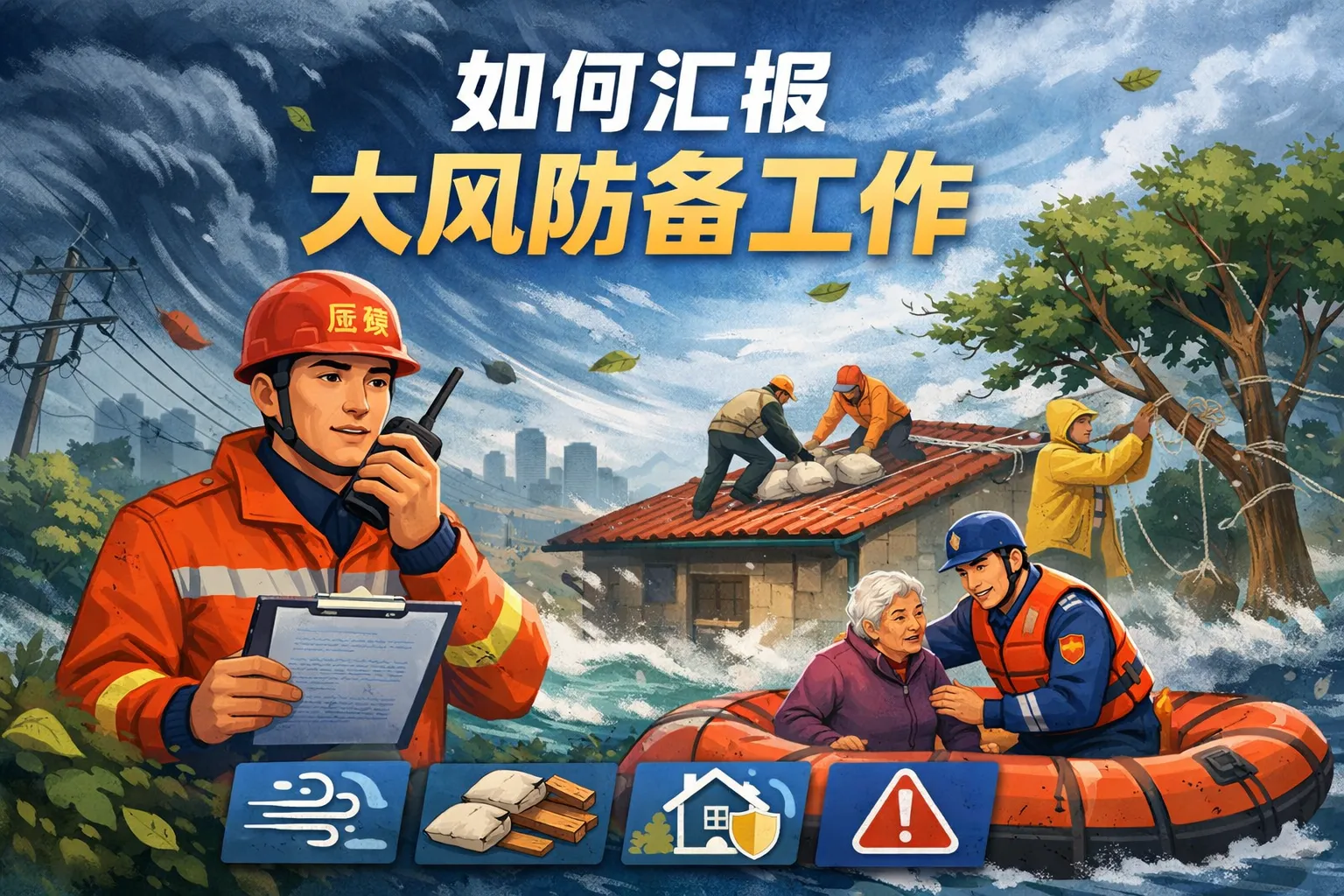 如何汇报大风防备工作