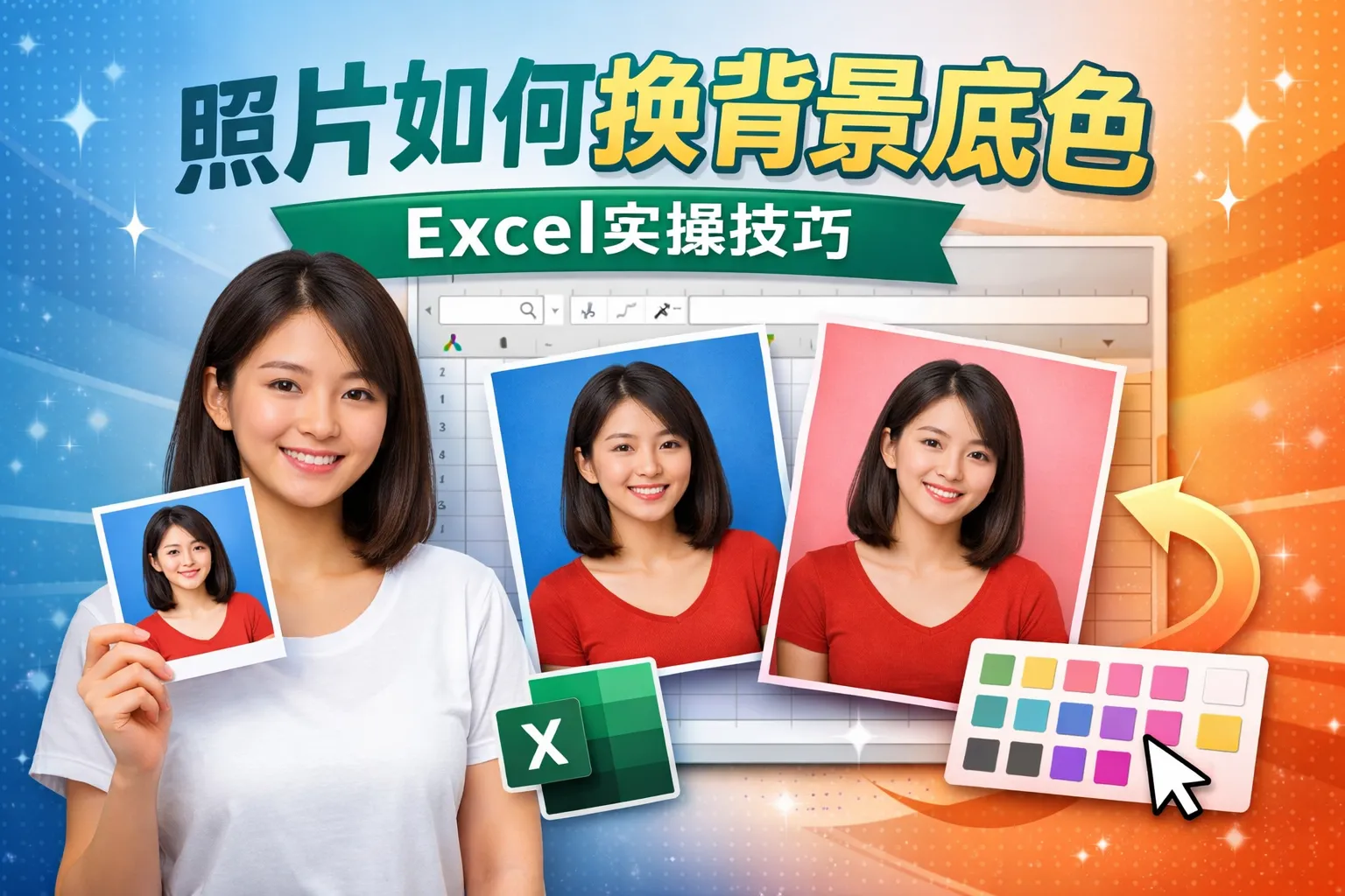 照片如何换背景底色excel