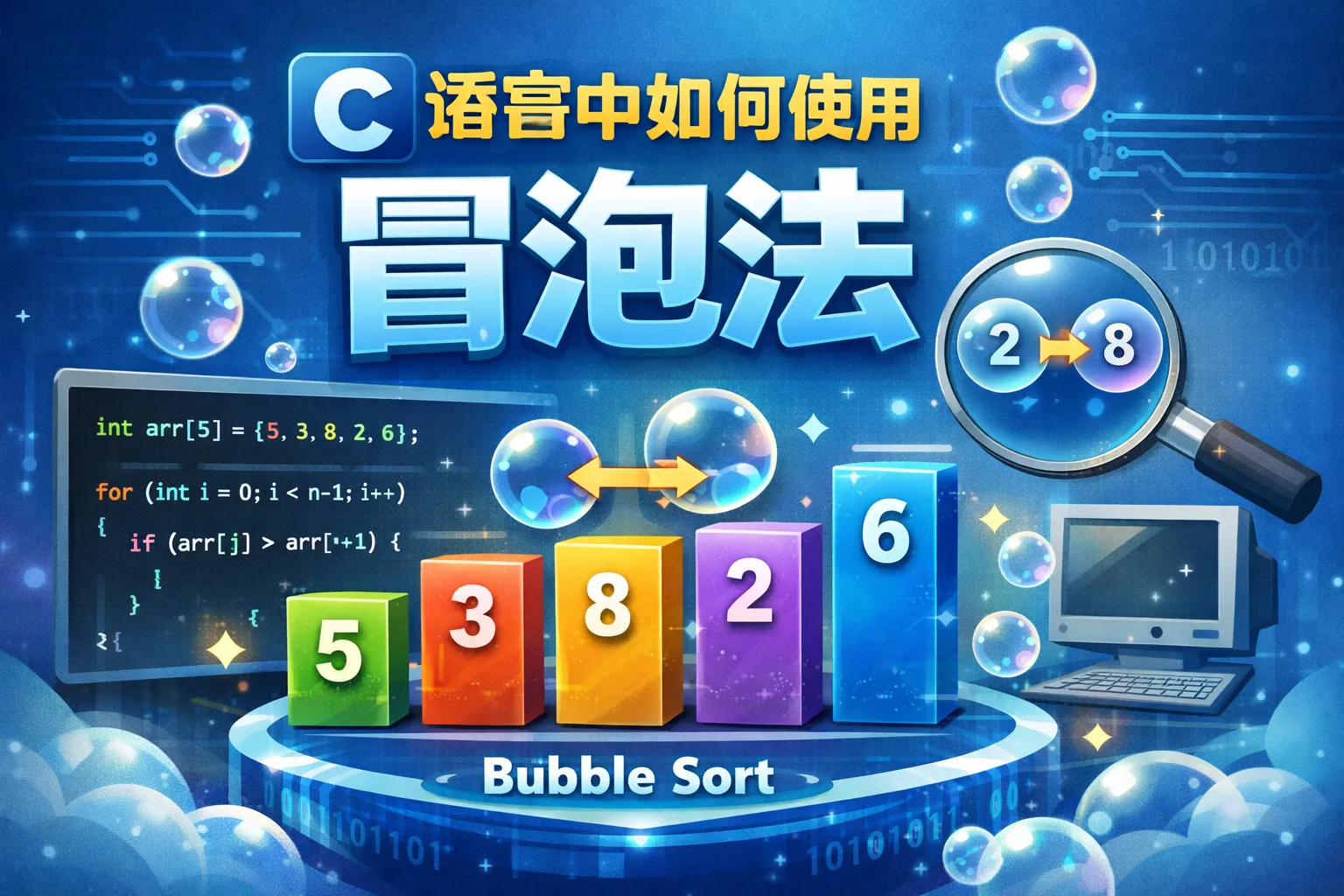 c语言中如何使用冒泡法