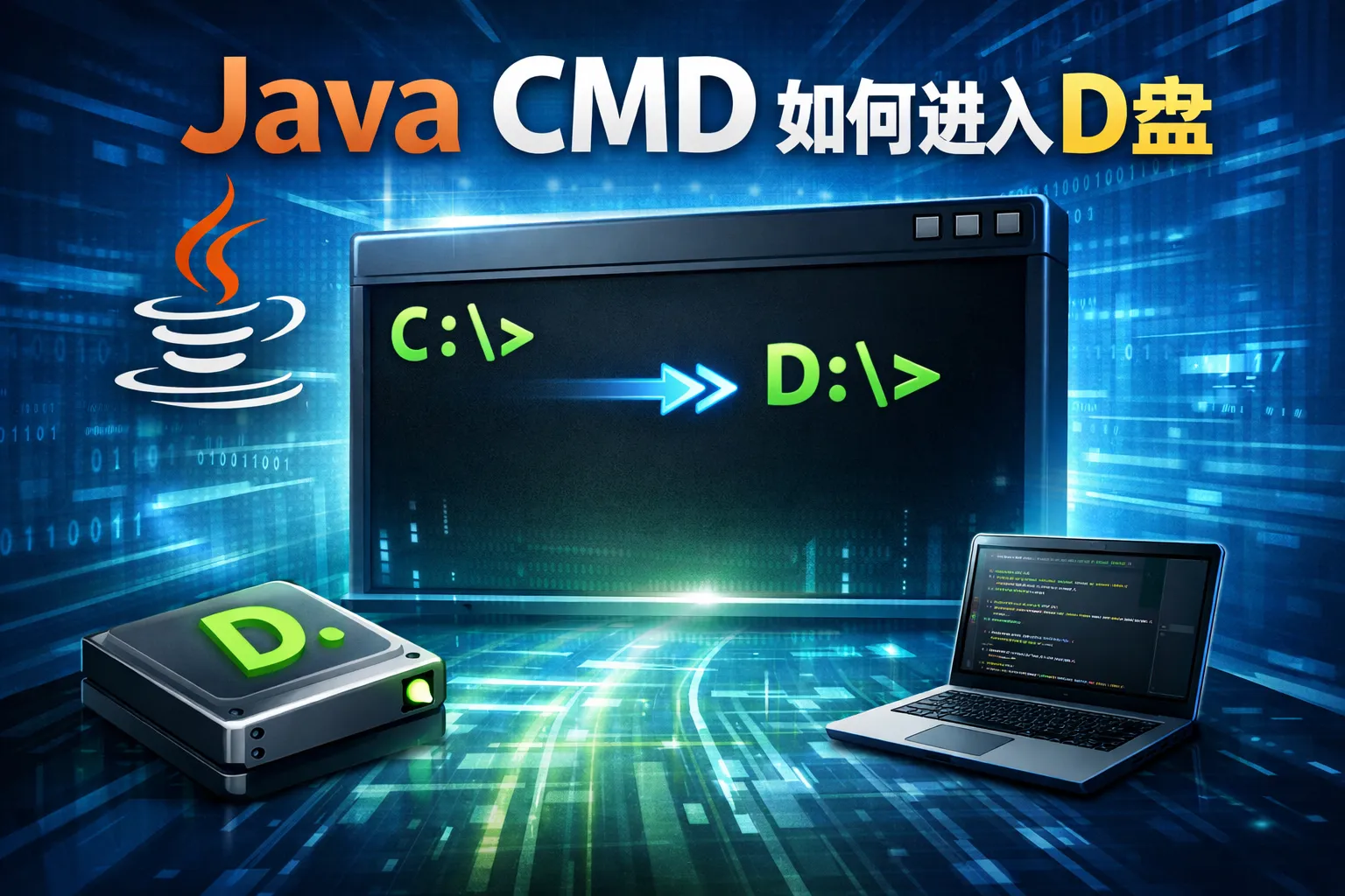 java cmd如何进入d盘