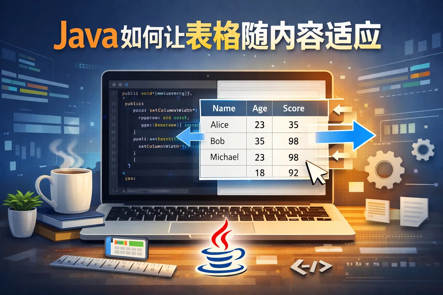 java如何让表格随内容适应