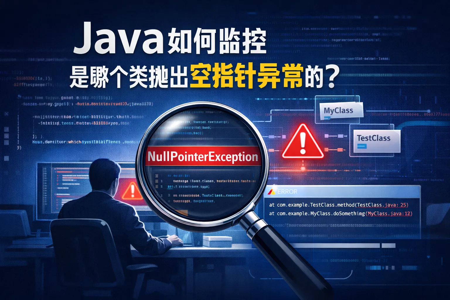 java如何监控是哪个类抛出空指针异常的