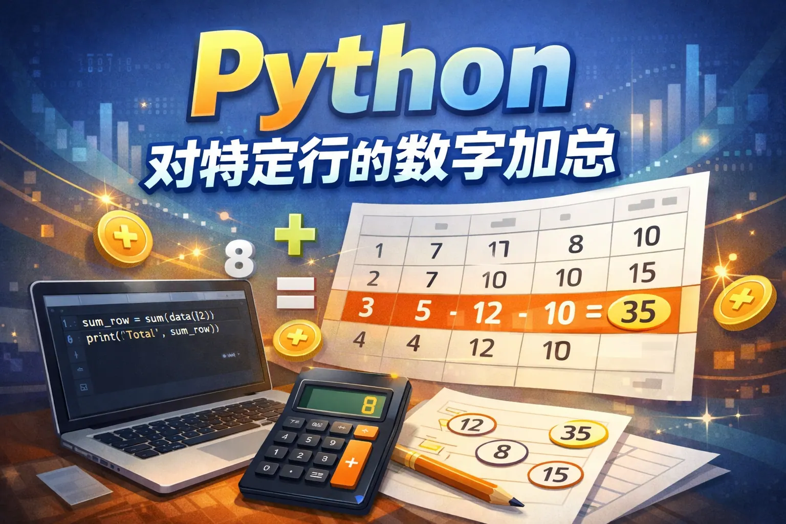 python 对特定行的数字加总