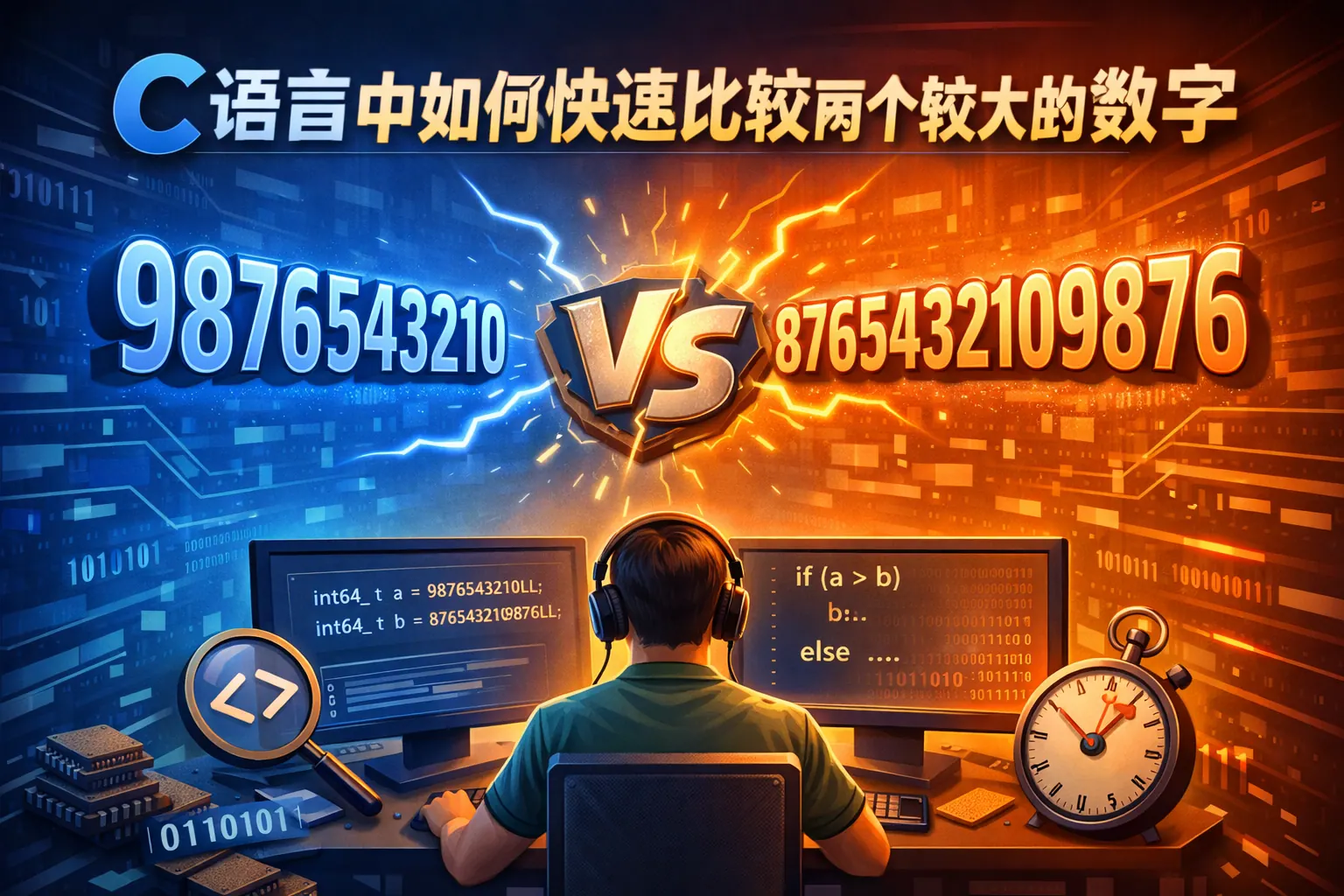 c语言中如何快速比较两个较大的数字