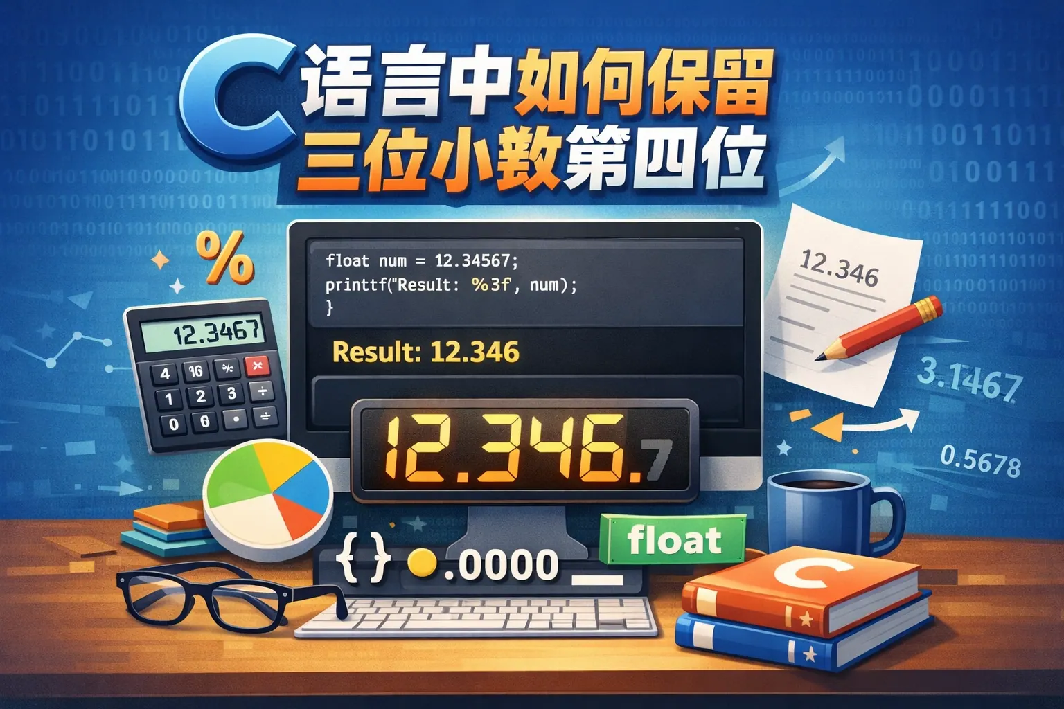 c语言中如何保留三位小数第四位