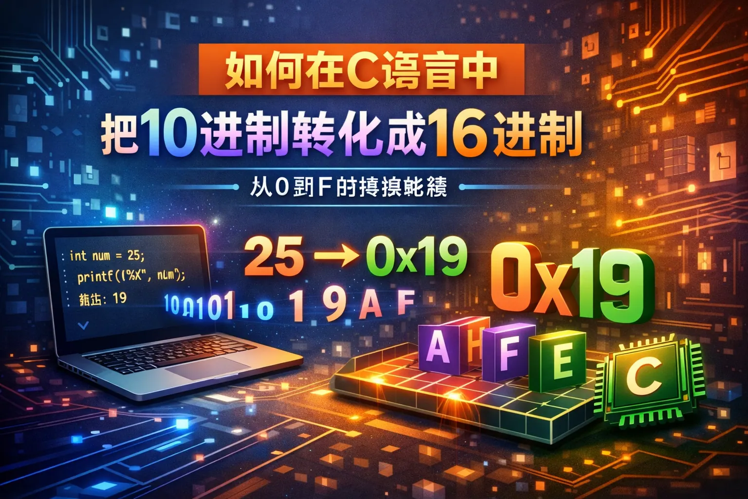 如何在C语言中把10进制转化成16进制