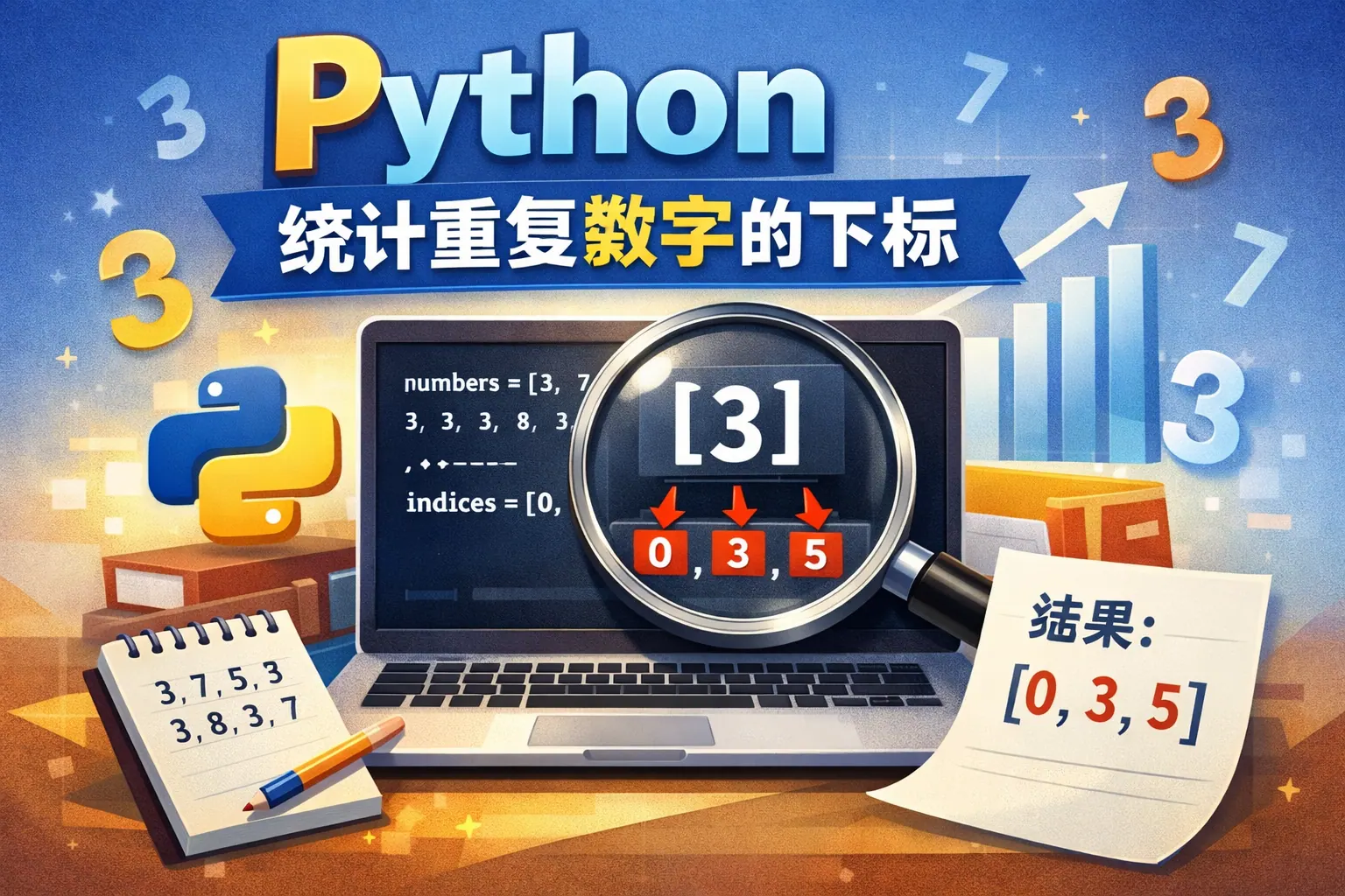 python统计重复数字的下标