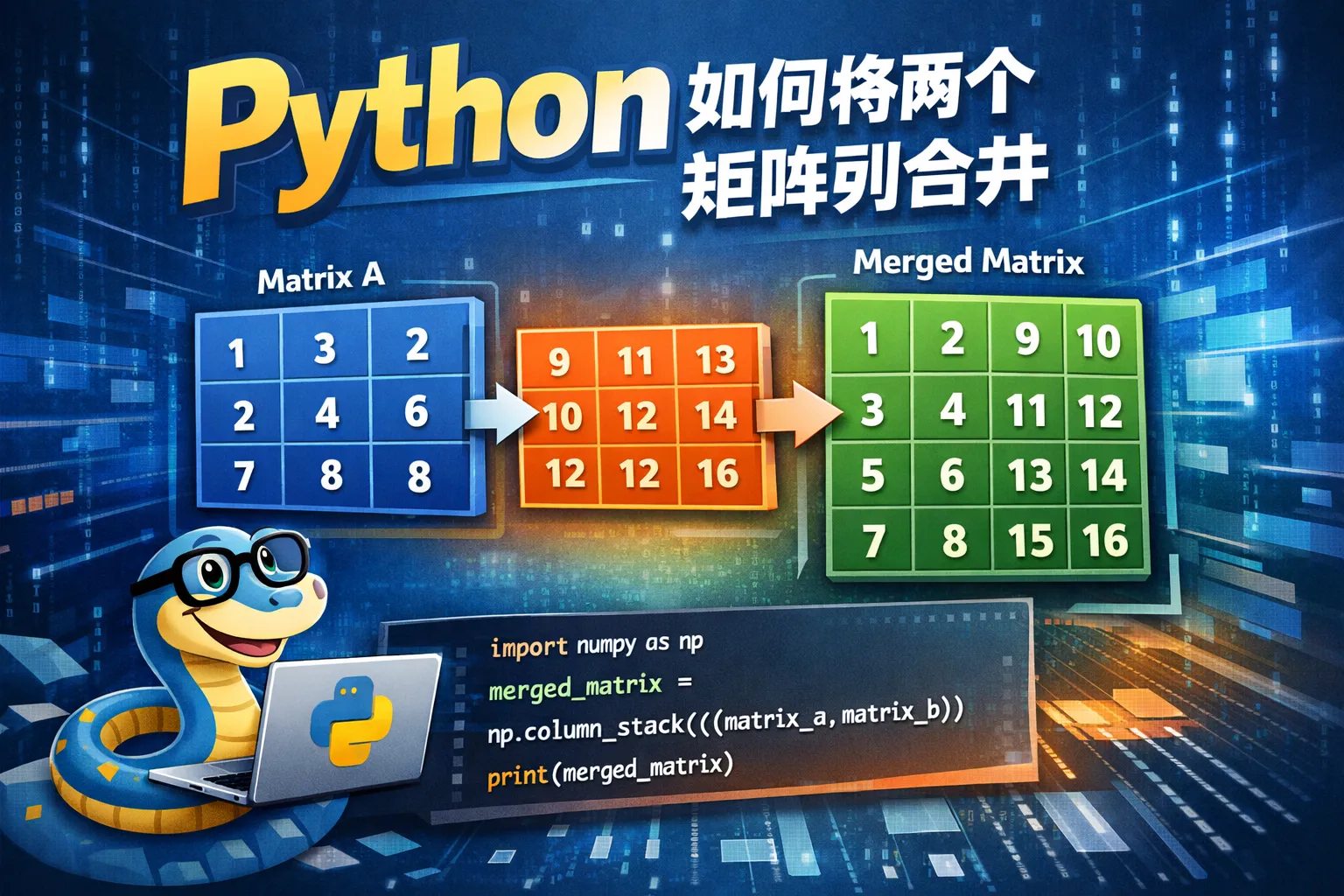python如何将两个矩阵列合并