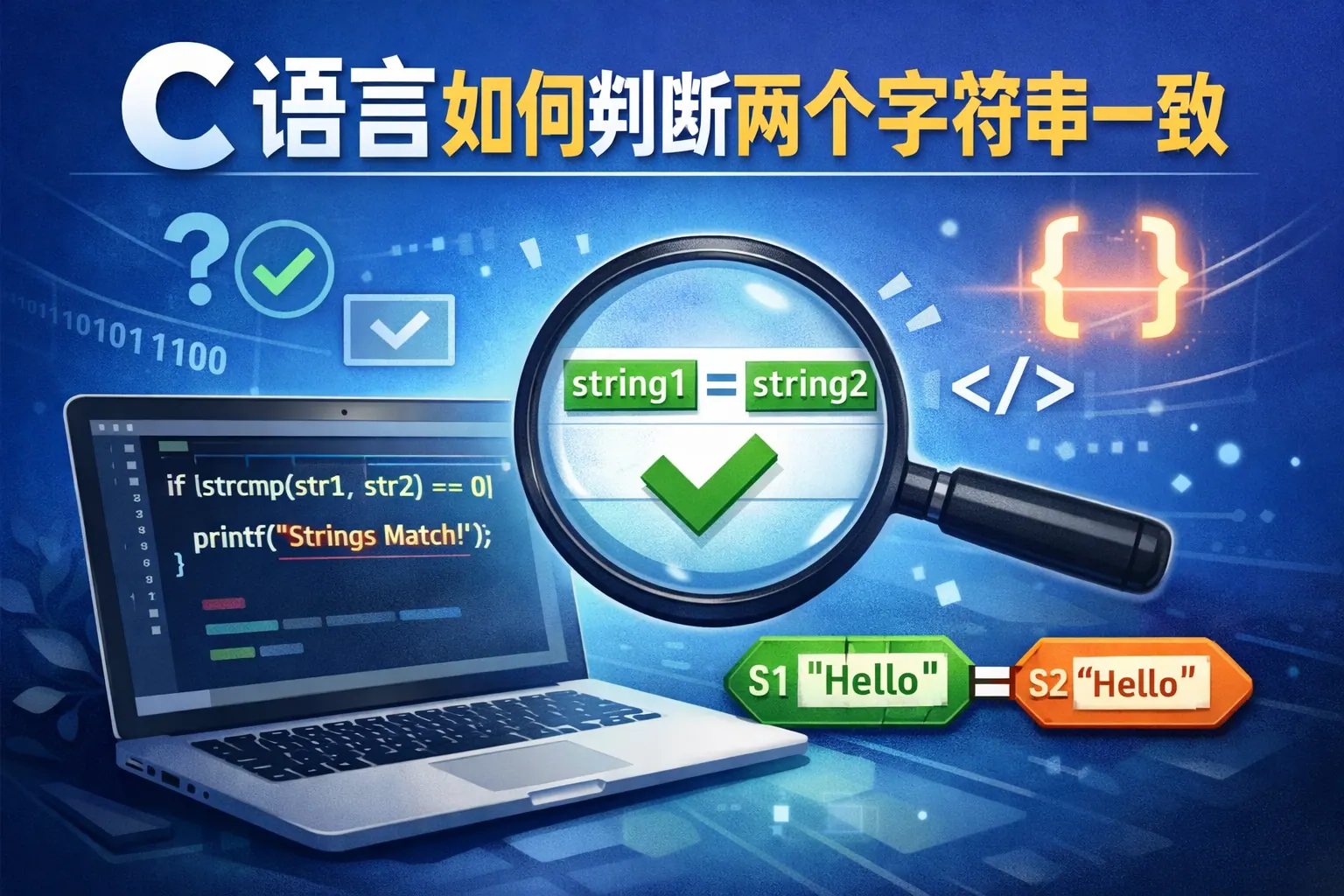c语言如何判断两个字符串一致