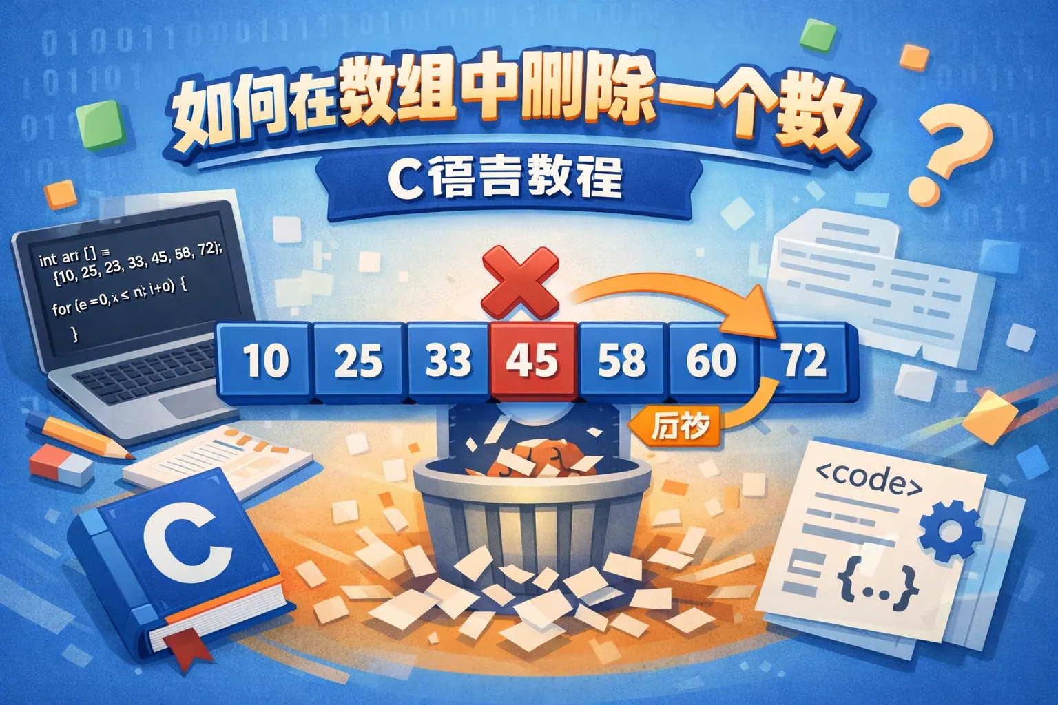 如何在数组中删除一个数c语言