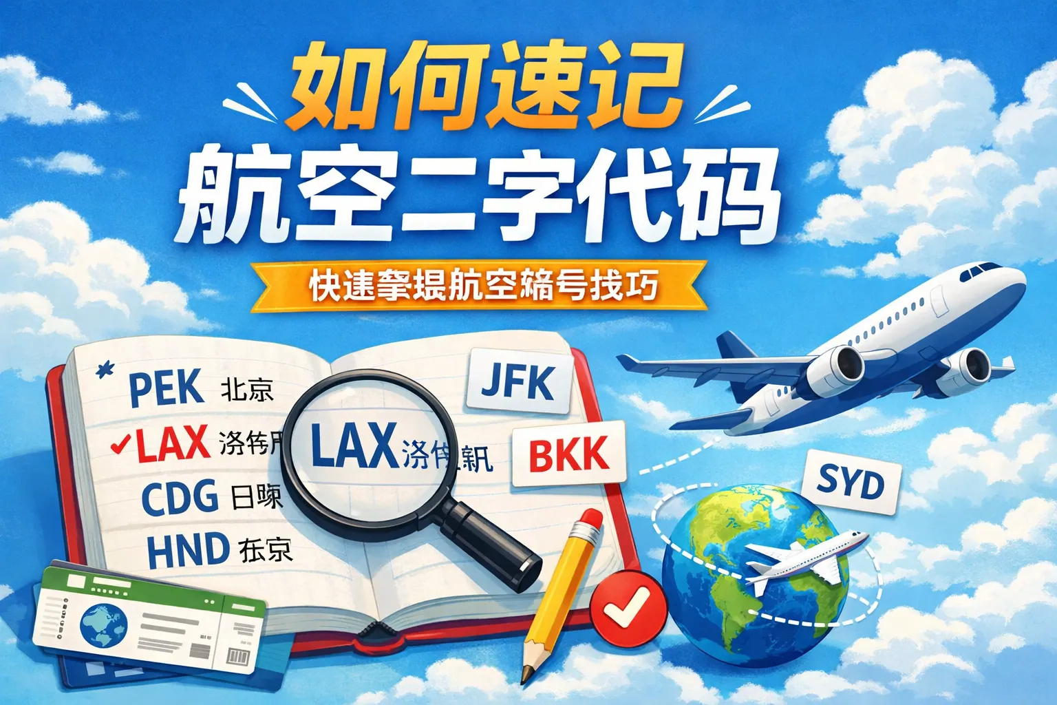 如何速记航空二字代码