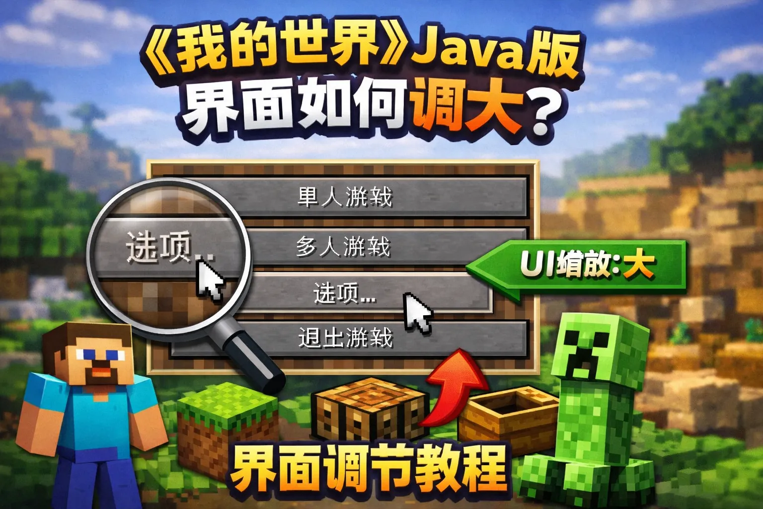 我的世界java版界面如何调大