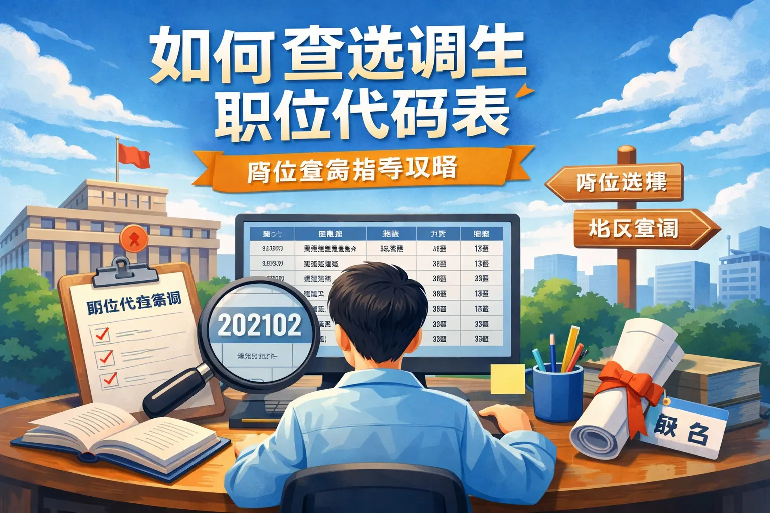 如何查选调生职位代码表