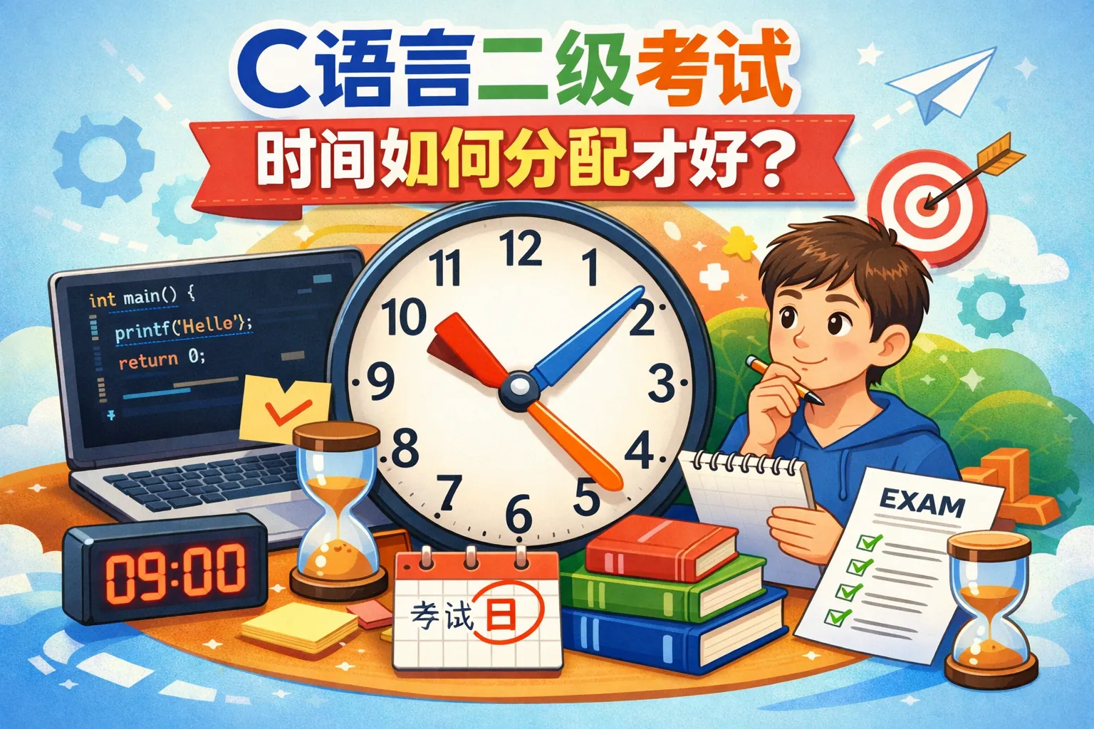 c语言二级考试时间是具体如何分配才好