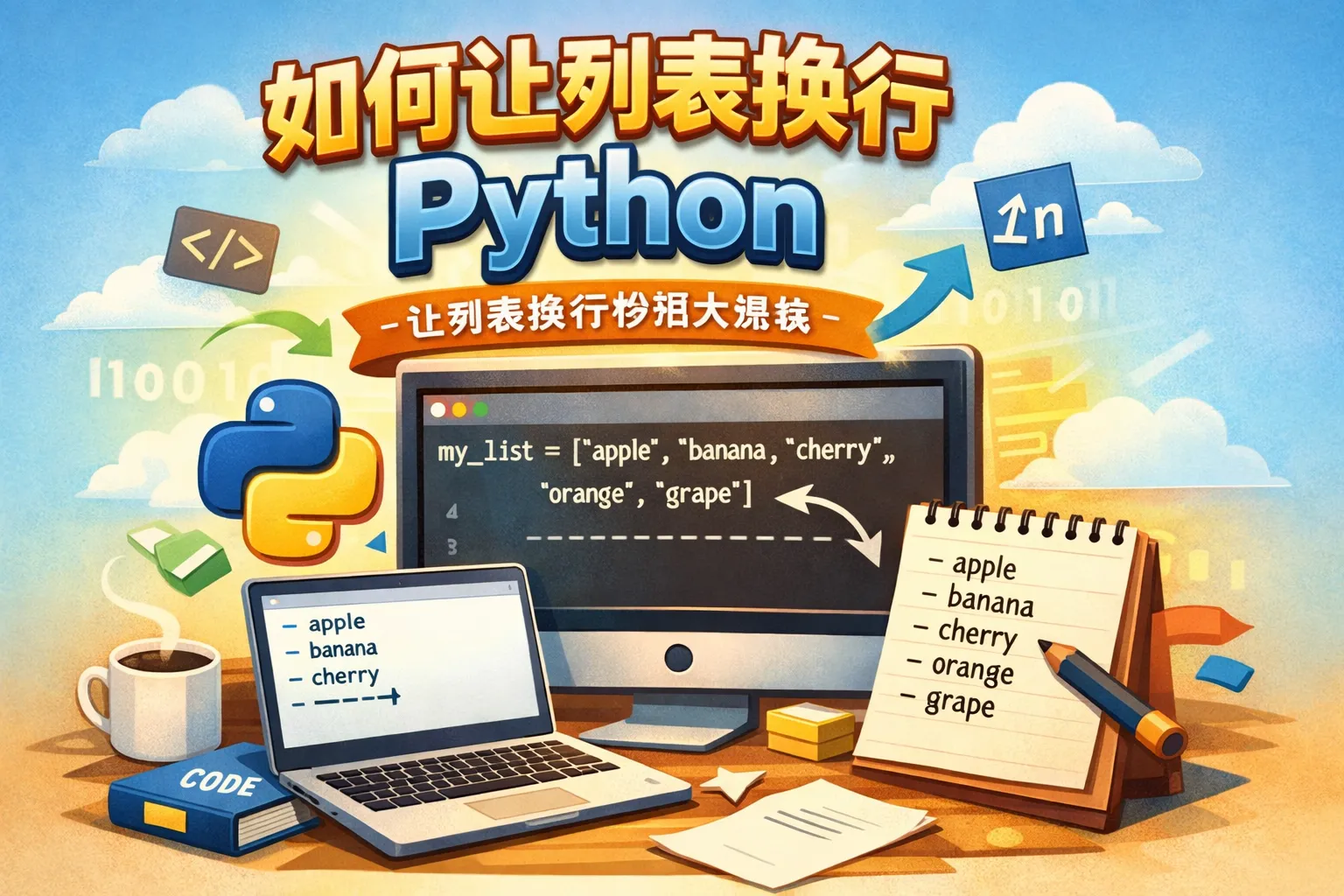 如何让列表换行Python