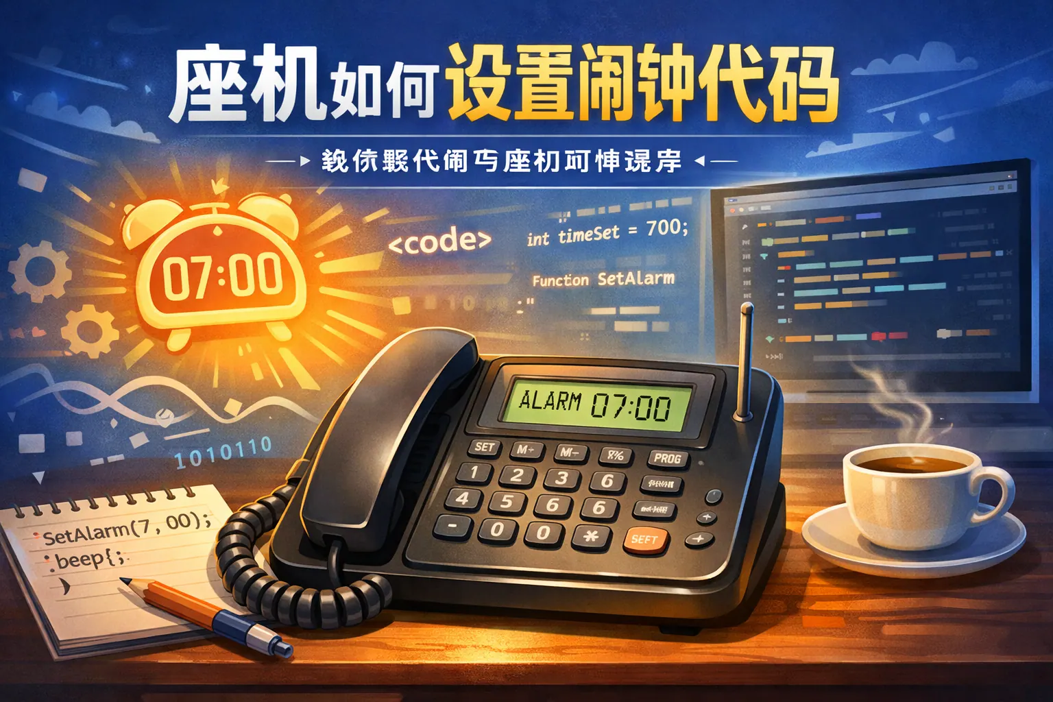 座机如何设置闹钟代码