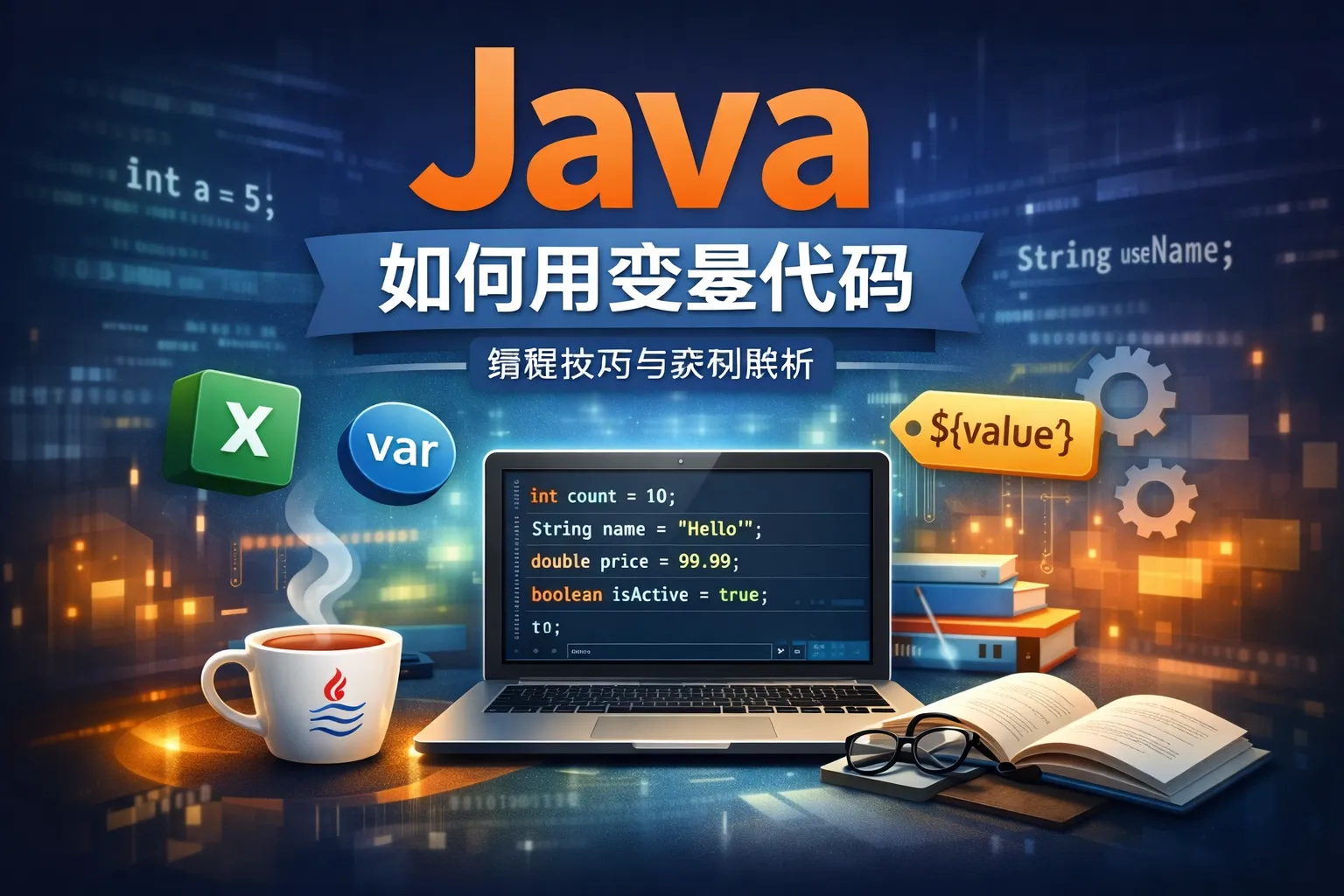 java如何用变量代码
