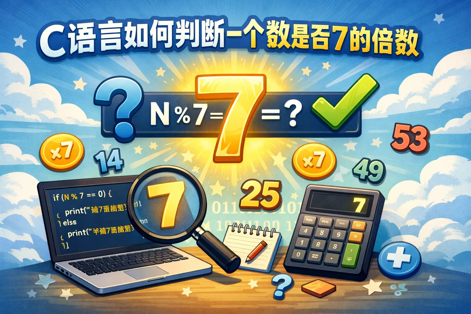 c语言如何判断一个数是否是7的倍数
