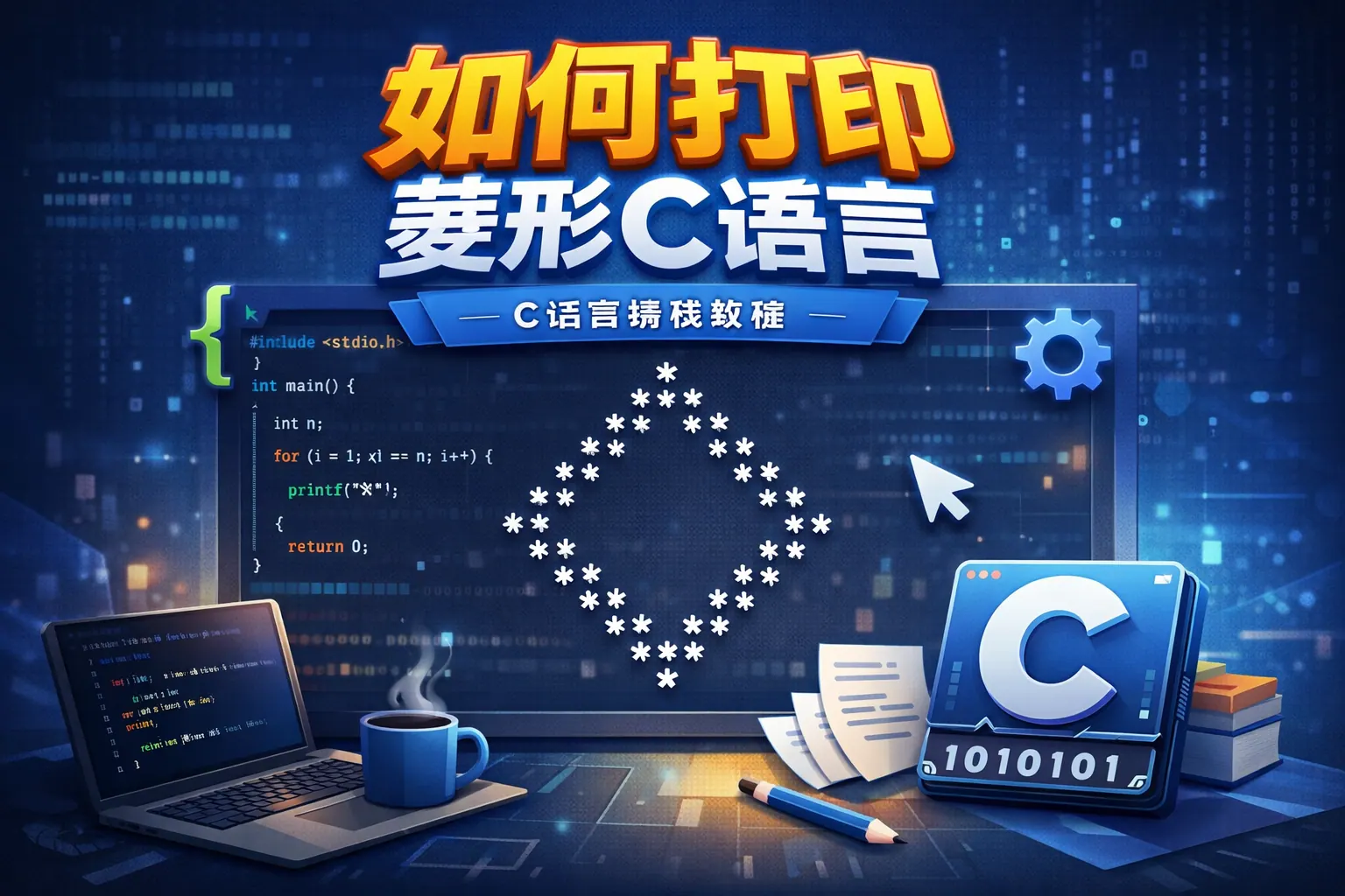 如何打印菱形c语言