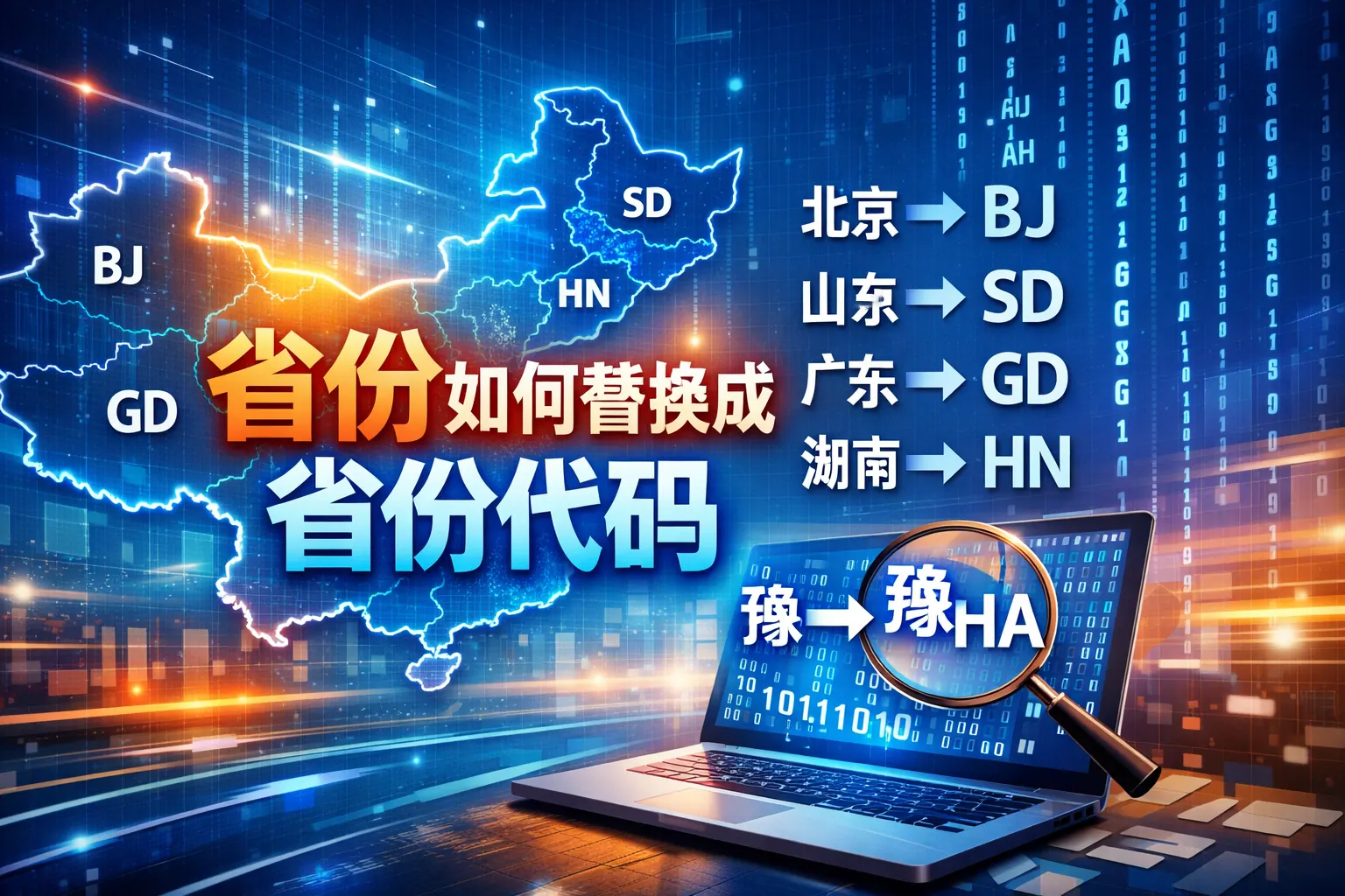 省份如何替换成省份代码