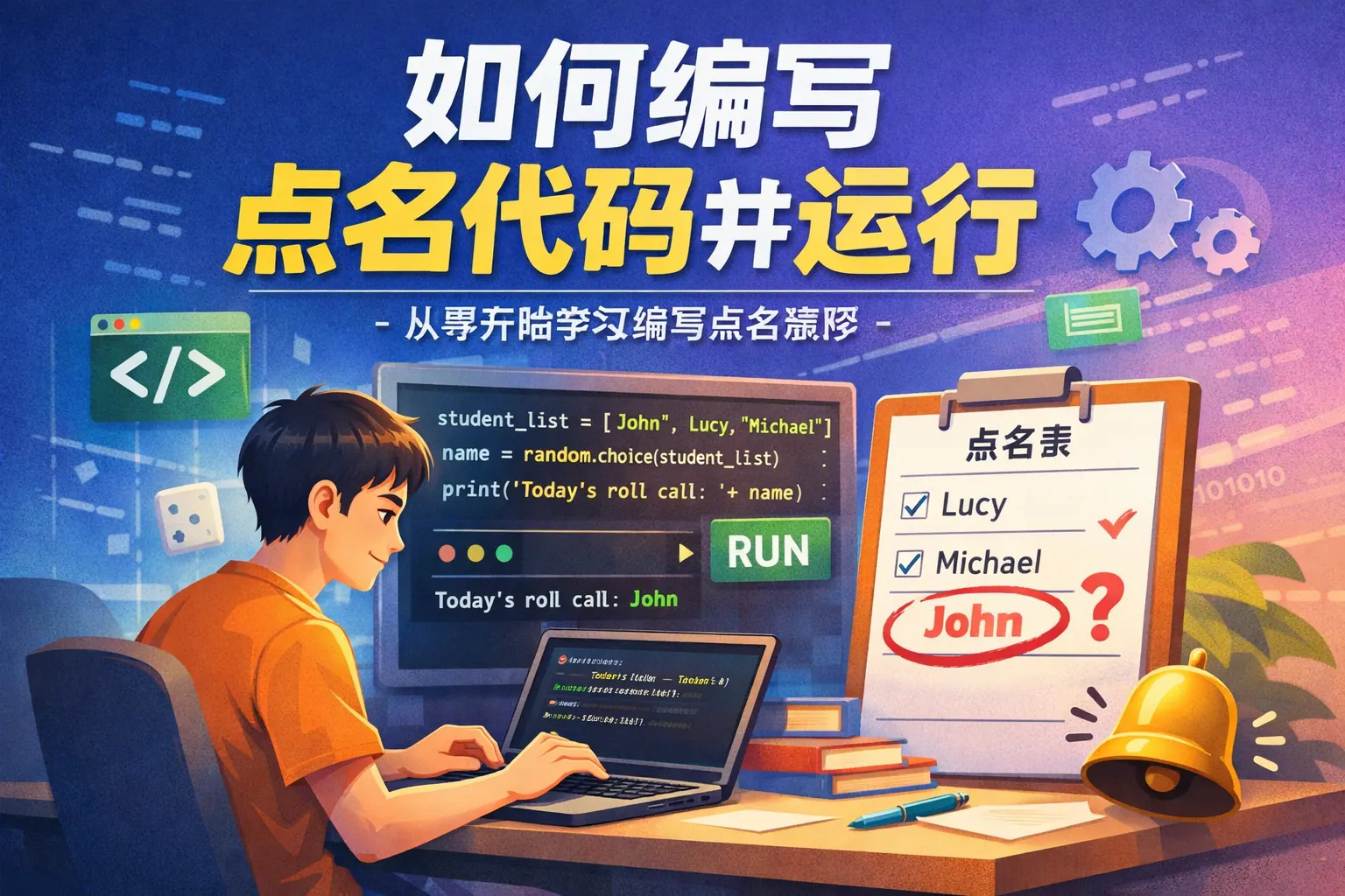 如何编写点名代码并运行