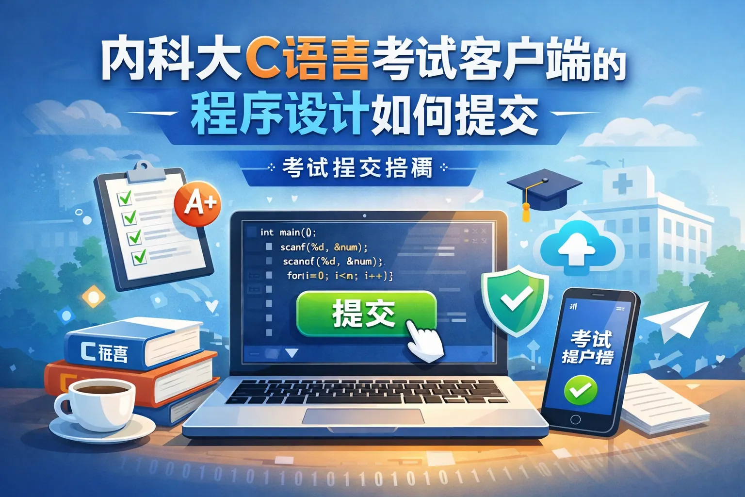 内科大c语言考试客户端的程序设计如何提交