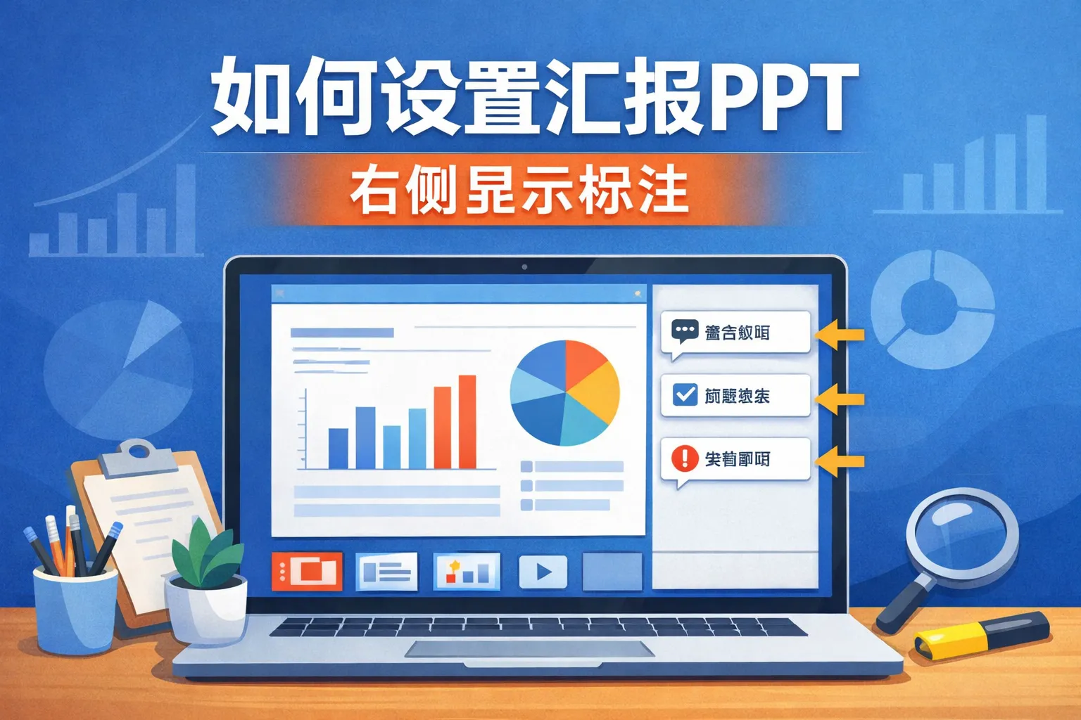如何设置汇报ppt 右侧显示标注