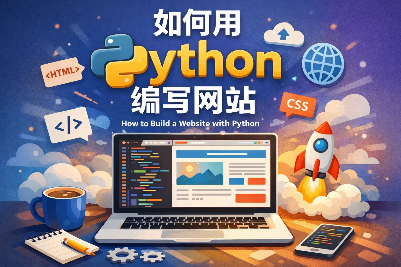 如何用python编写网站