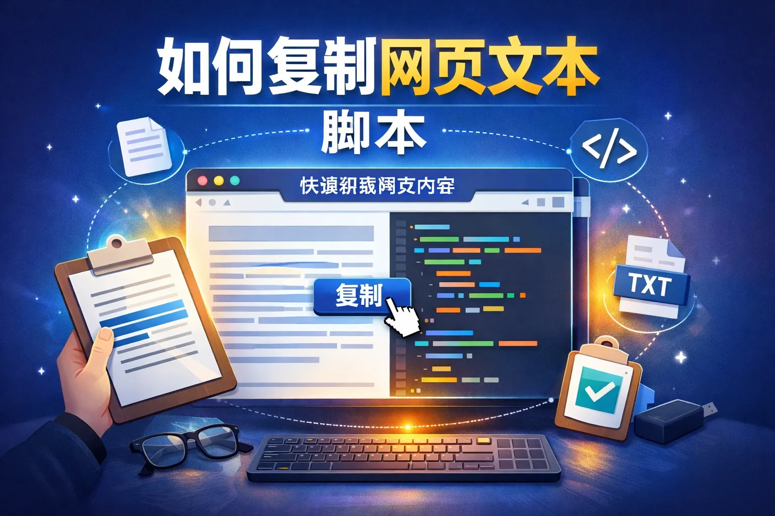 如何复制网页文本 脚本