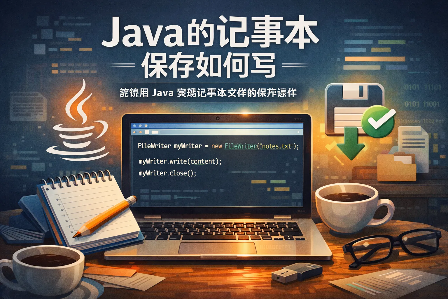 java的的记事本保存如何写