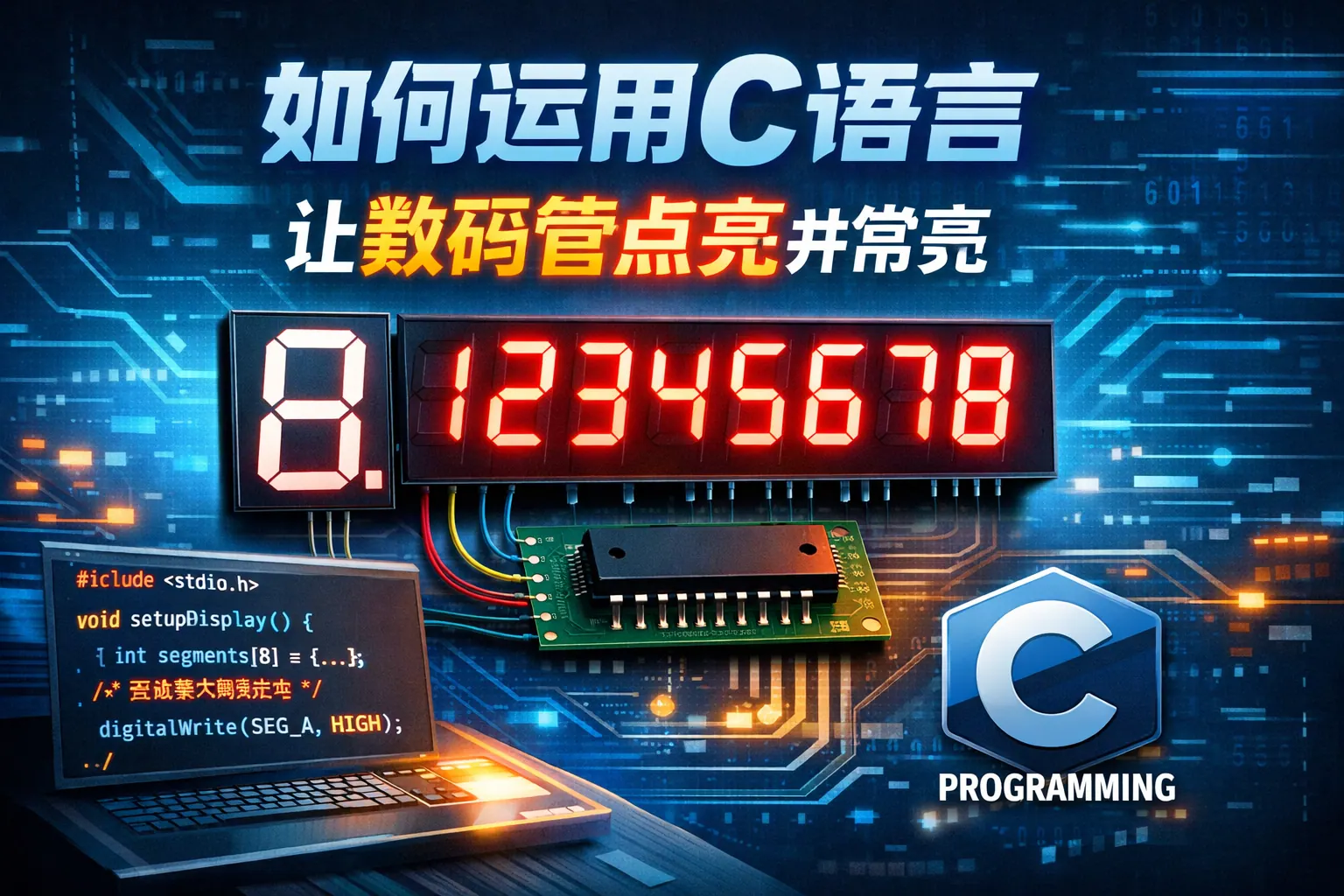 如何运用c语言让数码管点亮并常亮
