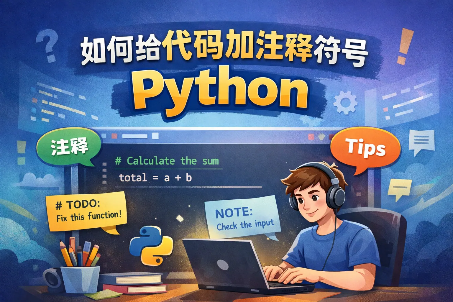 如何给代码加注释符号 python