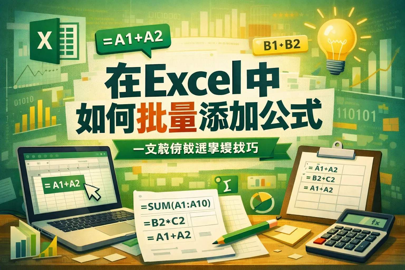 在excel中如何批量添加公式