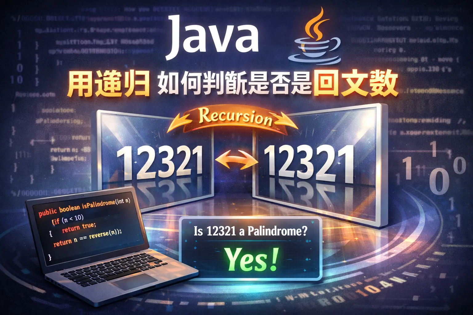 java用递归如何判断是否是回文数