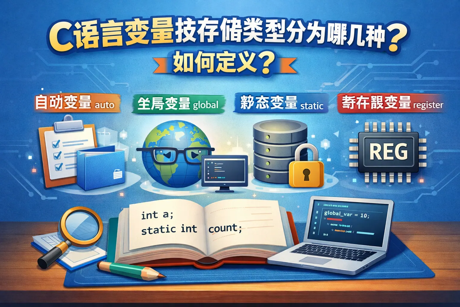 c语言变量按存储类型分为哪几种 如何定义