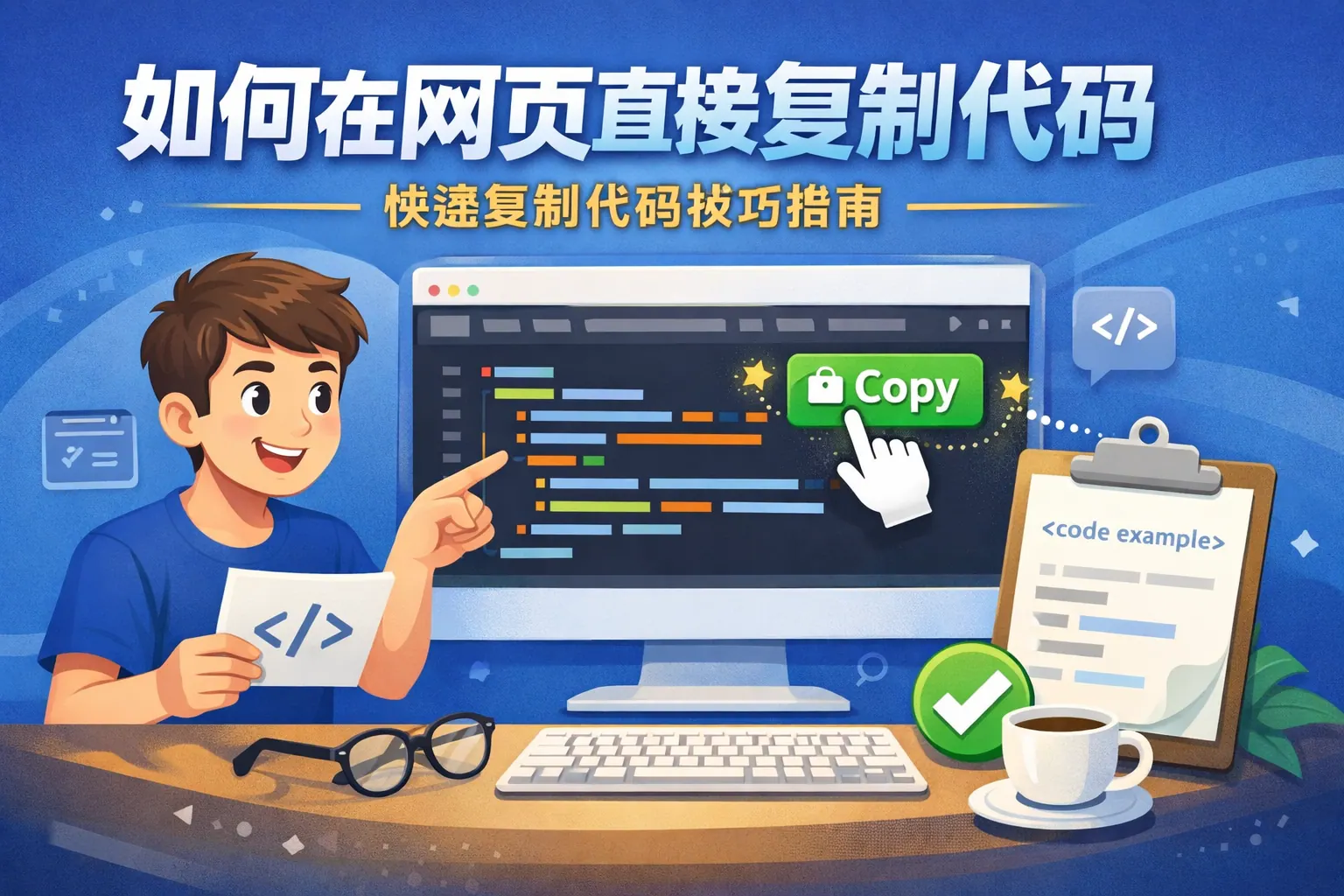 如何在网页直接复制代码
