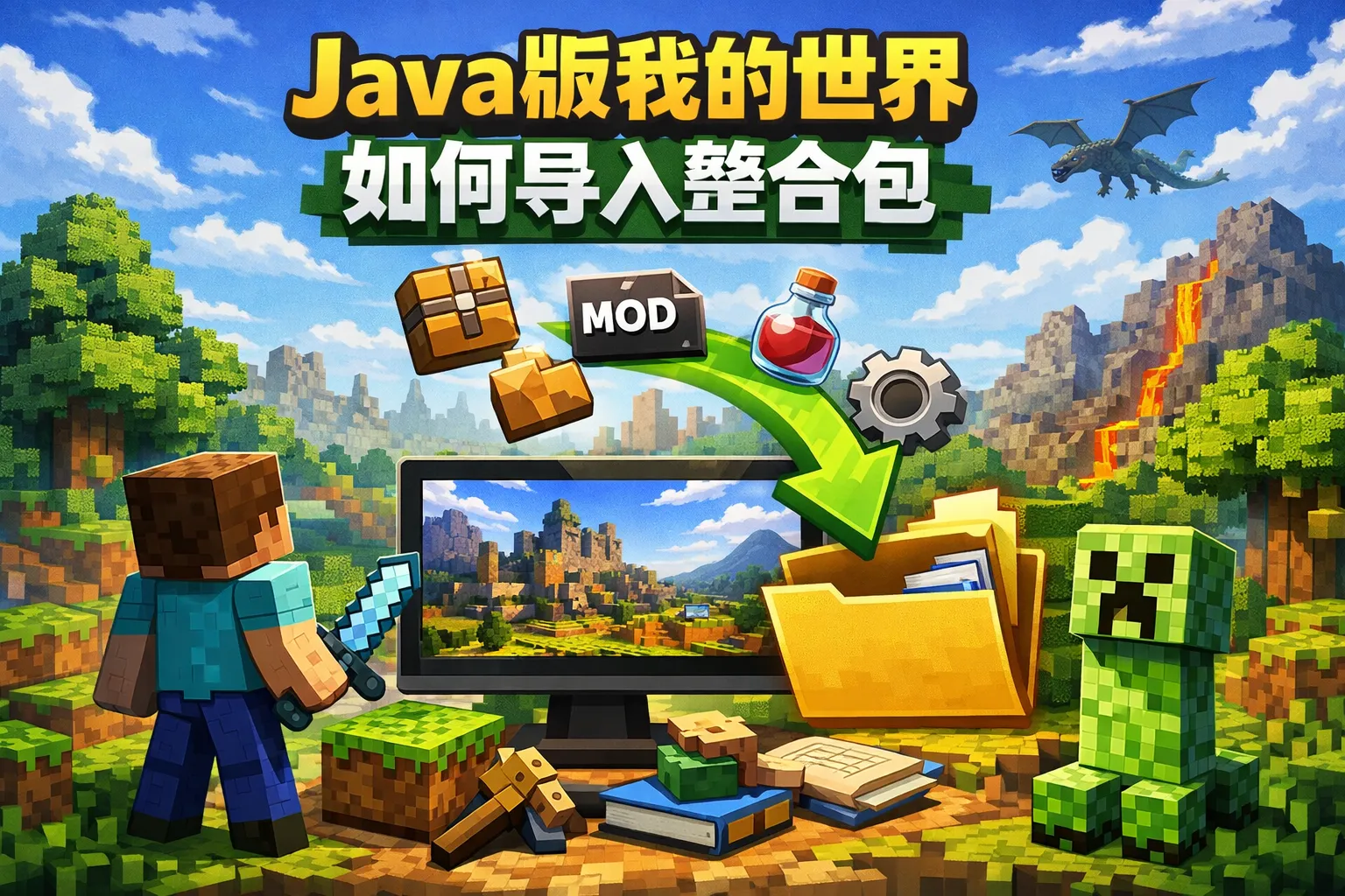 java版我的世界如何导入整合包