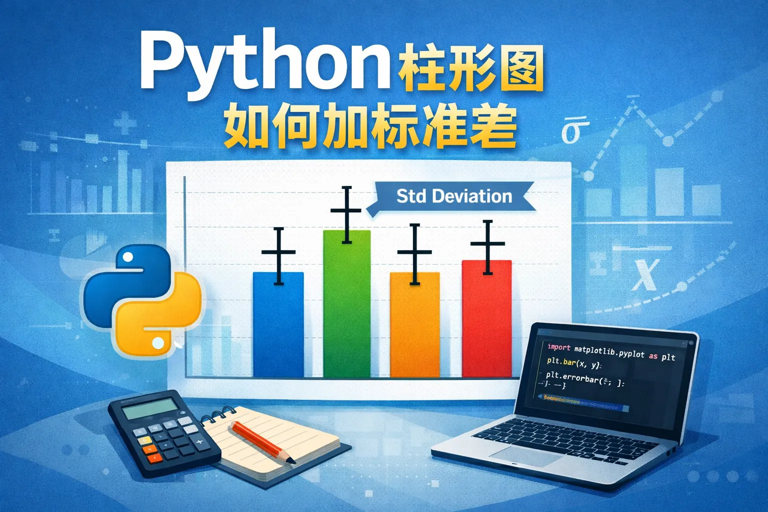 Python柱形图如何加标准差