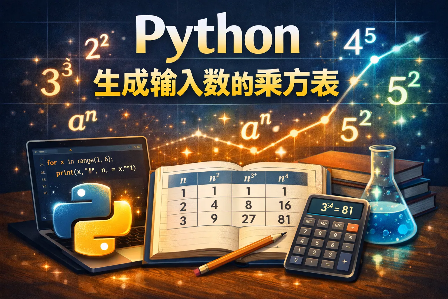 生成输入数的乘方表python