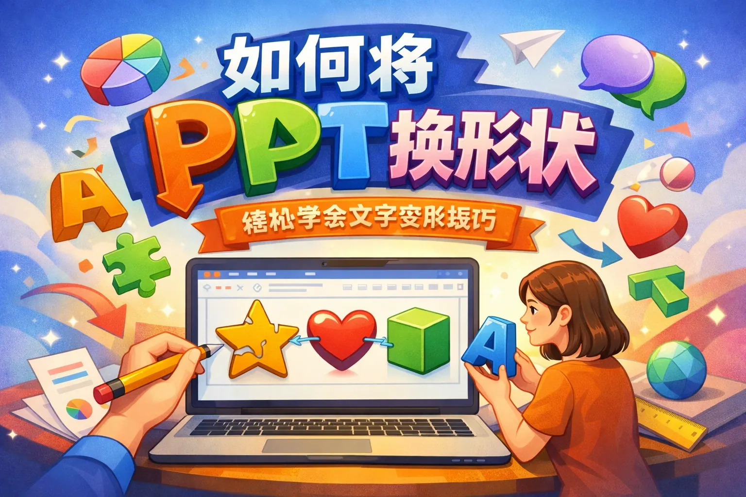 如何将ppt字换形状