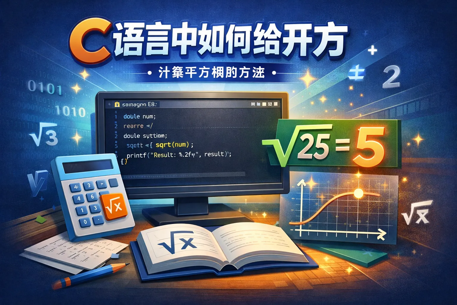 C语言中如何给数开方