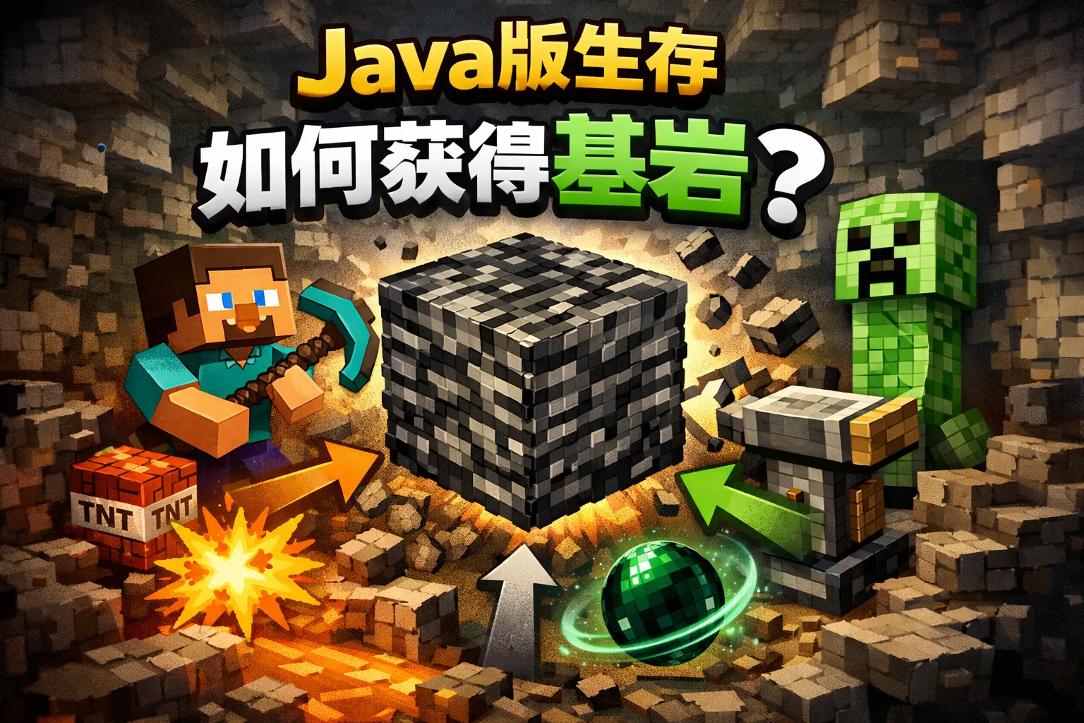 java版生存如何获得基岩