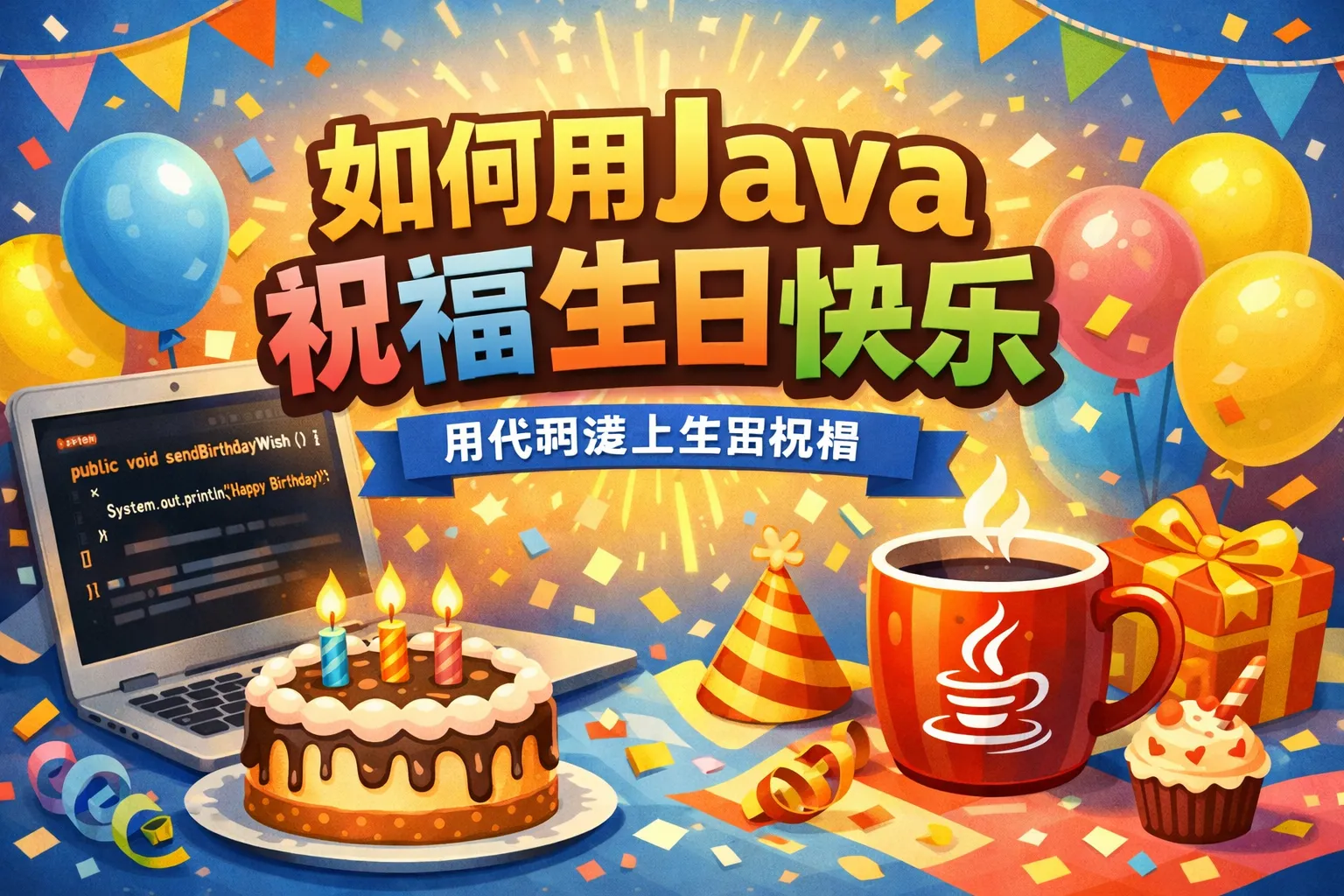 如何用java祝福生日快乐