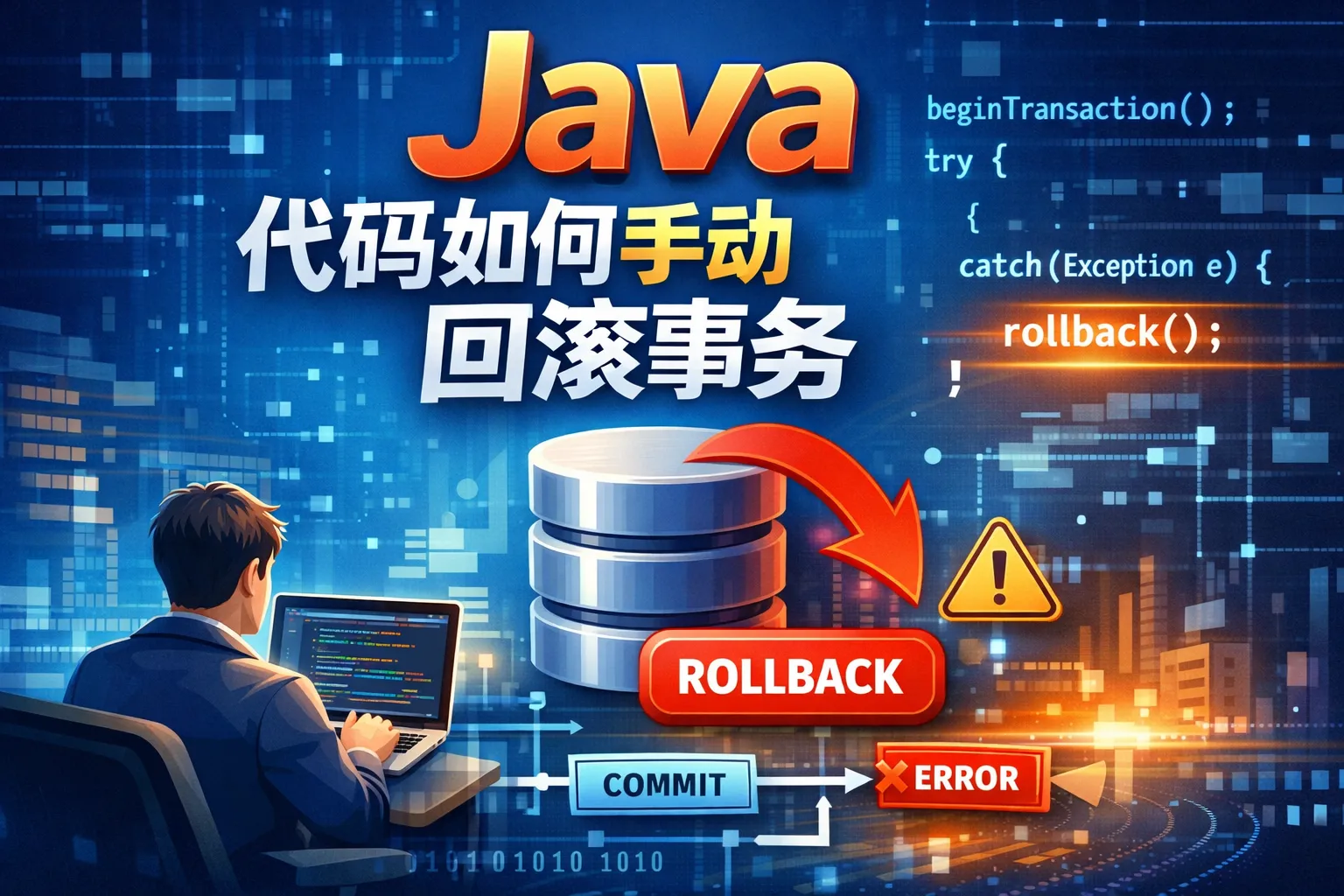 java代码如何手动回滚事务