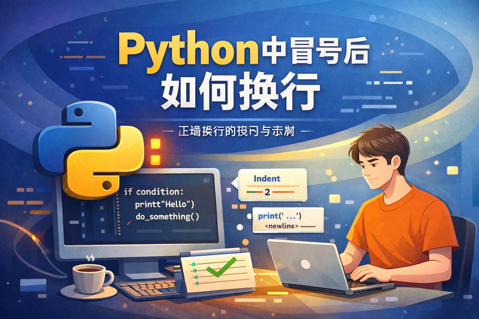 python中冒号后如何换行