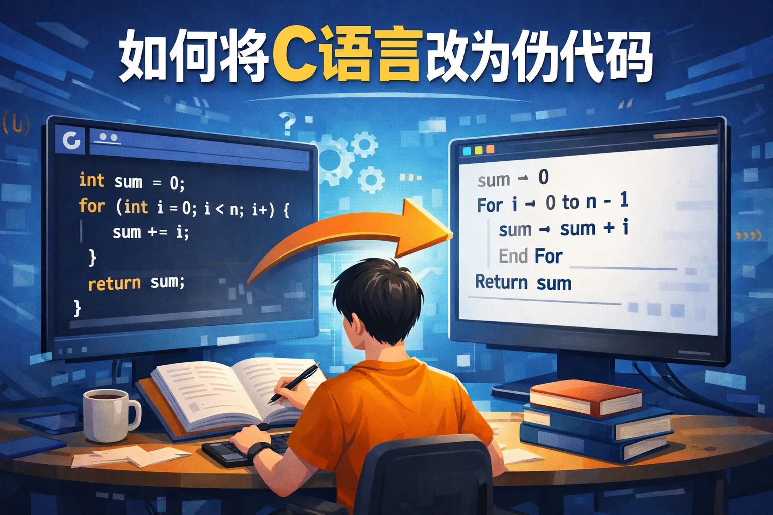 如何将C语言改为伪代码