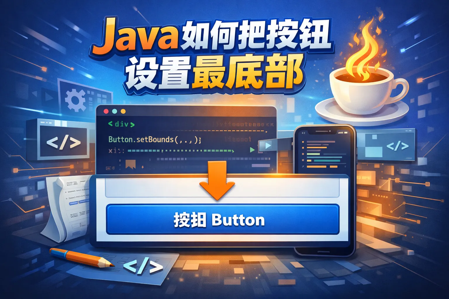 java如何把按钮设置最底部