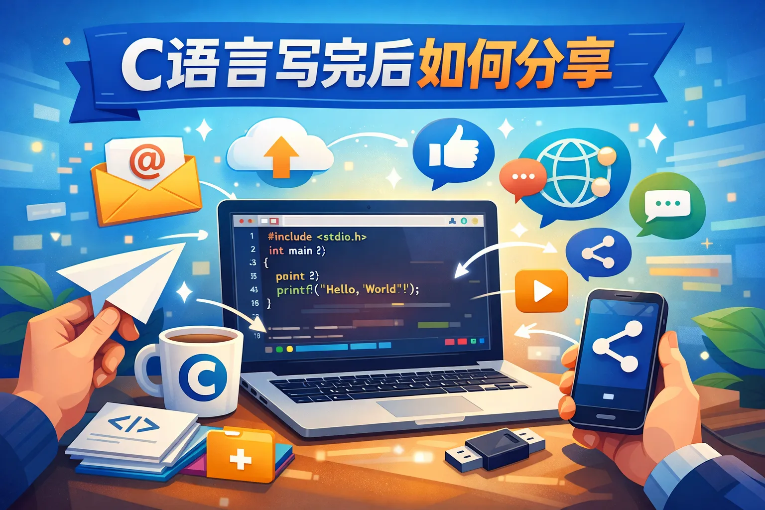 c语言写完后如何分享