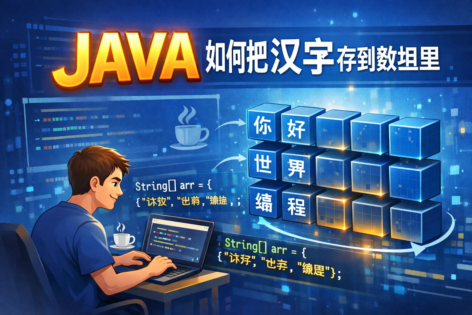 JAVA如何把汉字存到数组里